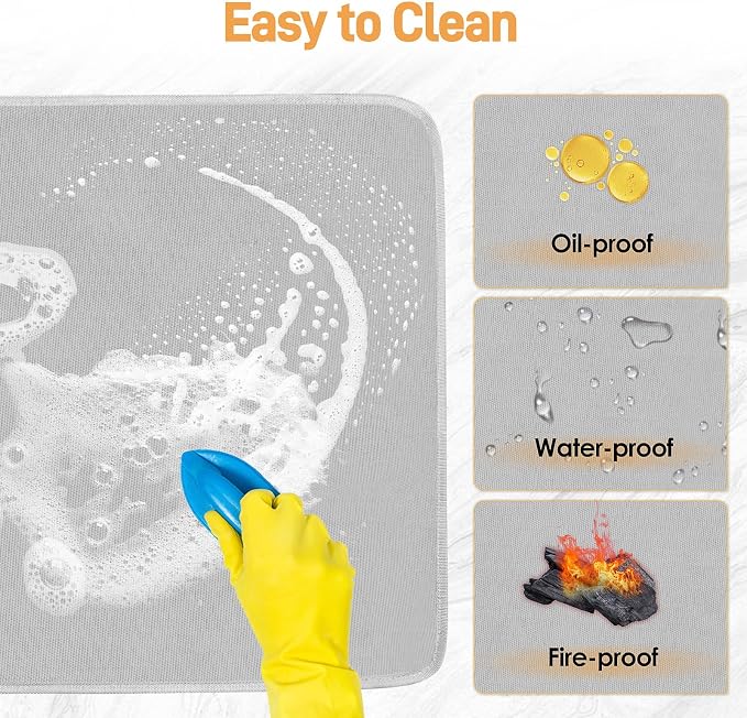 Heat Resistant Mats for Countertop fits Tabletop Grill, 36x24x0.04in, Grey | 1022℉ Fireproof grill mat for countertop/table protection, fits gas/charcoal grills, pizza ovens, fits Blackstone & Ninja