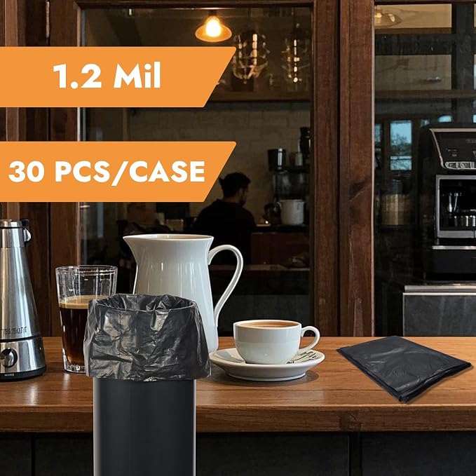 CURTA 30-Pack Large Garbage Bags for Espresso Standing Knock Box, Heavy Duty Liners, Tear Resistant, Cafe Accessories