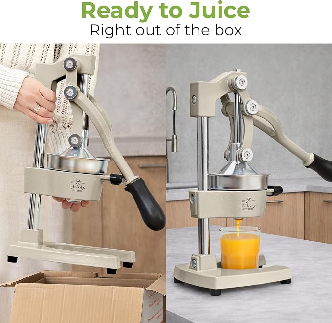 Zulay Kitchen Cast Iron Juicer - Heavy Duty Manual Juicer with Detachable Strainers for Easy Cleaning, Orange Juice Press for Citrus Fruits, Perfect for Bartenders, Juice Lovers & Health Enthusiasts