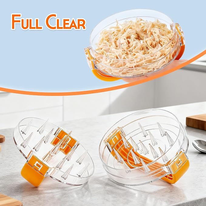NonSlip Chicken Shredder Tool Twist, Clear Meat Shredder | NonSlip Twist Shredding in Seconds, No Spike Broken, Visible Shredding for Chicken Breast Meat Beef, Time Saver, BPA Free