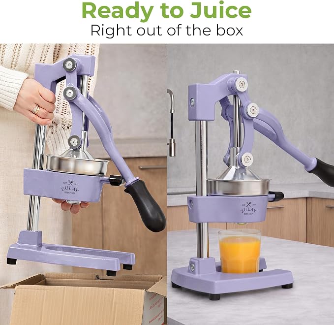 Zulay Kitchen Cast Iron Juicer - Heavy Duty Manual Juicer with Detachable Strainers for Easy Cleaning, Orange Juice Press for Citrus Fruits, Perfect for Bartenders, Juice Lovers & Health Enthusiasts