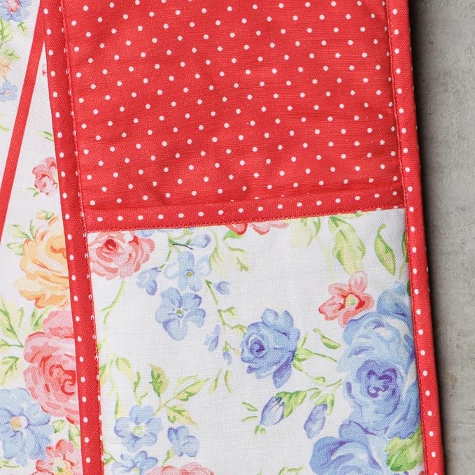 Maison d' Hermine Double Oven Mitts 100% Cotton Double Oven Glove (7"x35") | Heat Resistant BBQ Cooking Gloves with Loop Baking Grilling Kitchen Hotel Home Farmhouse Spring Summer - Vintage Floral