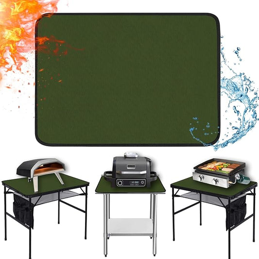 Heat Resistant Mats for Countertop fits Tabletop Grill, 36x24x0.04in, Green | 1022℉ Fireproof grill mat for countertop/table protection, fits gas/charcoal grills, pizza ovens, fits Blackstone & Ninja
