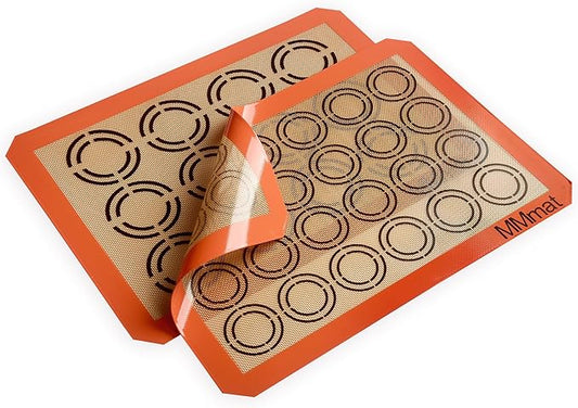 Silicone Baking Mats - Best German Silicone - Non Slip Silicone Baking Sheet, Non Stick Reusable Silicone Mats for Baking, Oven Liner, Counter Mat - 2 Half Sheets Cookie Baking Mats