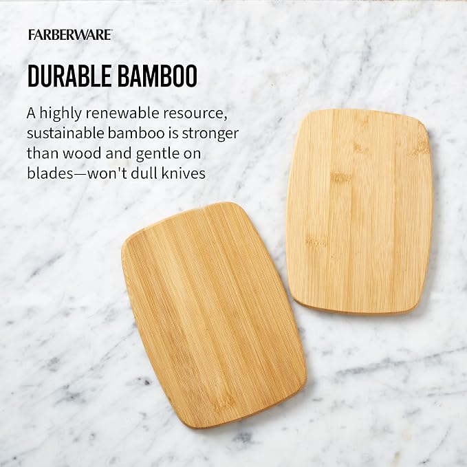 Farberware 4-Piece Bamboo Cutting Board Set - Reversible Boards for Chopping, Slicing, Charcuterie and Meal Prep - Kitchen Essential, Housewarming or Back-to-School Gift (Pack of 4)