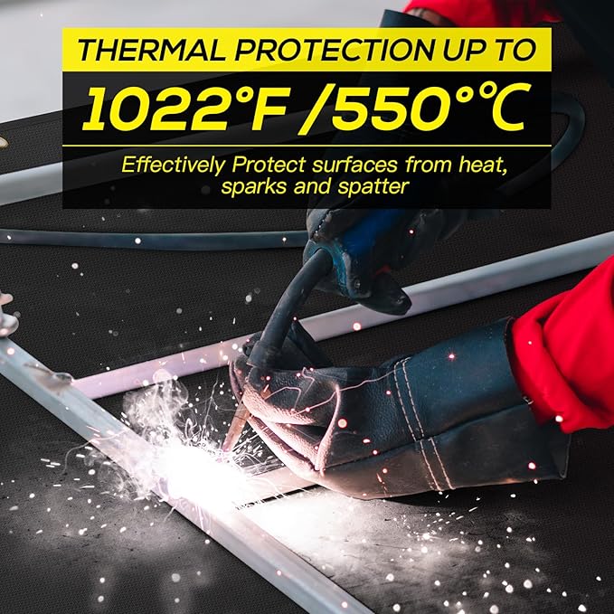 Heavy Duty Welding Blanket, Silicone Coated Fiberglass Fire Blanket, Designed for in Home and Outdoor Use for Professional and Heavy-duty Welding, Cutting, and Other Uses (6x8ft - 2Pack)