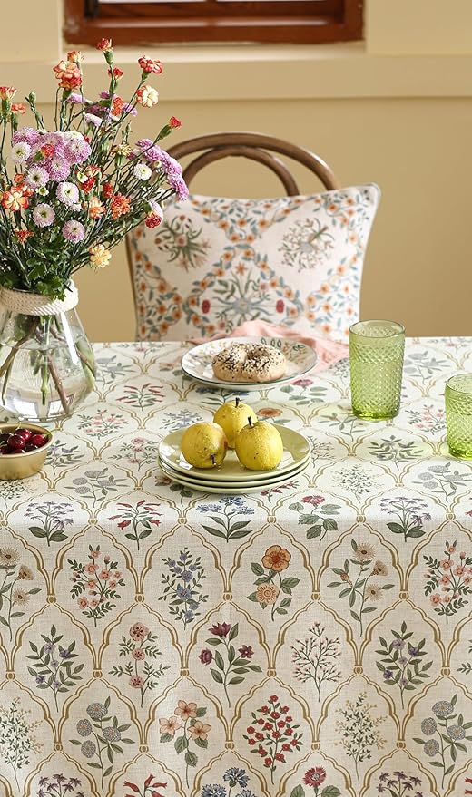 ISAENNE Designer Linen Square Tablecloth,Western Colorful Floral Indoor Table Cloth,Fall Wrinkle Resistant Decor Tablecloths for Dining Thanksgiving Kitchen Christmas,67"*67"-Serenity B