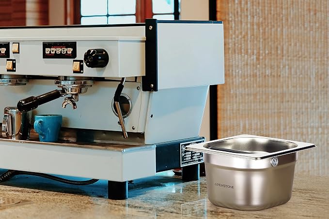 Coffee Knock Box Stainless Steel, 6.9 Inch Espresso Knock Box for Espresso Coffee Grounds, Built-In Knock Box with Rubber Knock Bar, 2L Large Capacity for Home Barista & Coffee Bar