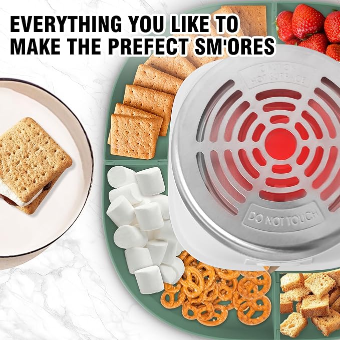 Smores Maker Tabletop Indoor Kit Smores Kit Indoor Smore Maker Tabletop Smores Maker Flameless Electric Marshmallow Roaster, Movie Night Supplies Housewarming Christmas Gifts 120V