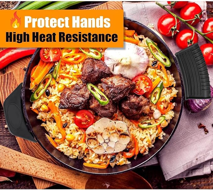 5pcs Cast Iron Handle Cover, Silicone Hot Handle Holder | Heat Resistant Cast Iron Skillet Covers Potholder for Frying Pans and Griddles Kitchen Supplies under 400℉