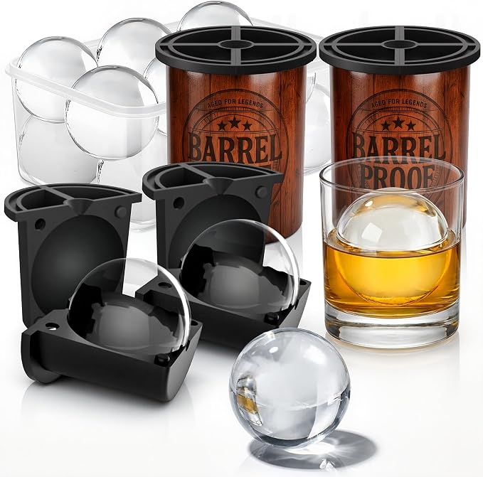 Clear Ice Cube Maker, 2.5 Inch Stainless Steel Crystal Large Clear Ice Ball Maker, Silicone Ice Cube Mold for Cocktails, Drinks & Bourbon, Whiskey Gifts for Men (2 Pcs)