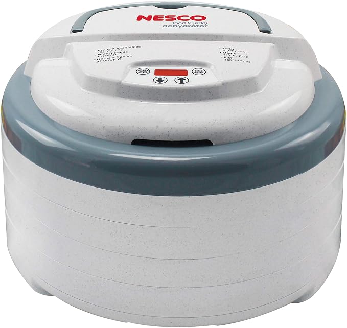 Nesco FD-79 Snackmaster Pro Digital Food Dehydrator for Snacks, Fruit, Beef Jerky, Meat, Vegetables & Herbs, Gray, 4 Trays & Jumbo Works Beef Jerky kit, 1, Red