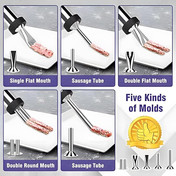 Professional Beef Jerky Gun Kits Stainless Steel Jerky Maker - Jerky Maker Jerky Cannon Meat Gun Stainless Steel Jerky Gun Large Capacity Jerky Making Kit