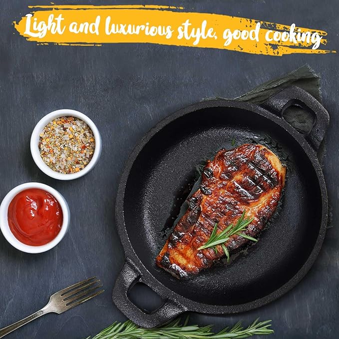 Mini Cast Iron Skillets 5 x 5 x 1.3 Inch Cast Iron Pan Small Ramekin Set Black Casserole Dish Cookware Oven Safe Mini Skillets for Kitchen Indoor Outdoor Picnic (6 Pack)