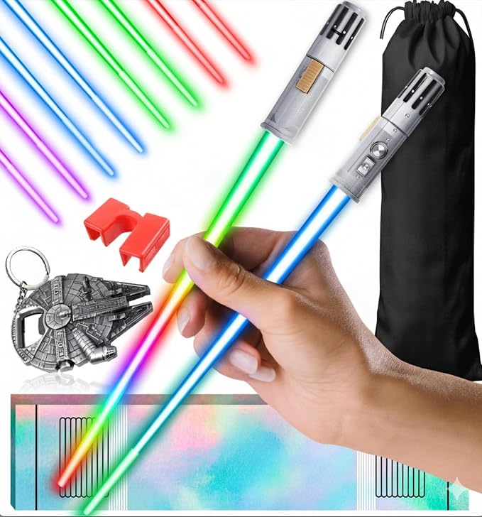 Lightsaber Chopsticks Light Up Star War Chopsticks Light Up Mini Light Saber Chopstick for Adults Cool Chopstick Light Saber Chop sticks Led Chop stick Jedi Chop sticks 12 Modes 1 PAIR