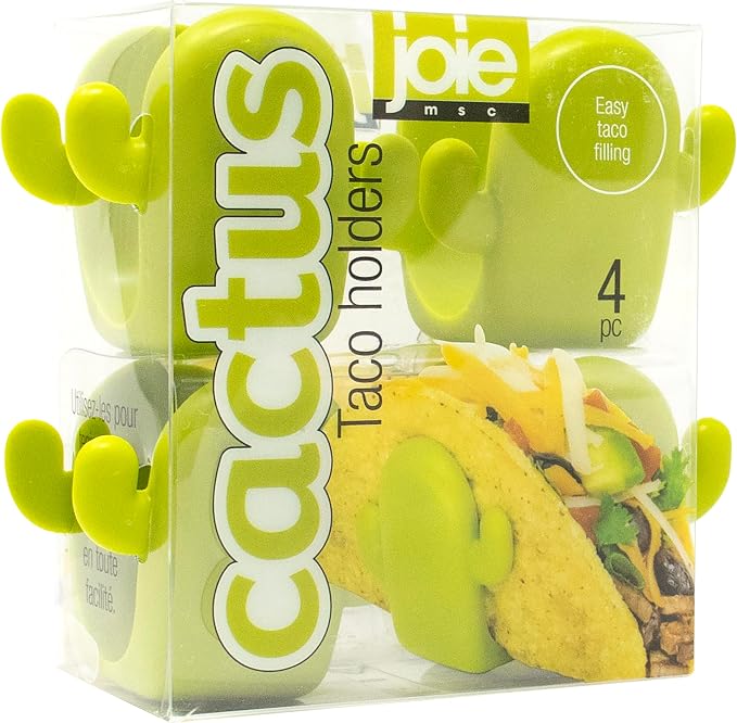 Joie Cactus Taco Holders, Sturdy Stands Keep Hard Shells Upright, 4-Count | Protect Crunchy Shells from Breaking or Spilling, Fill Tacos Hands-Free, Cute Kitchen Gadget, BPA-Free