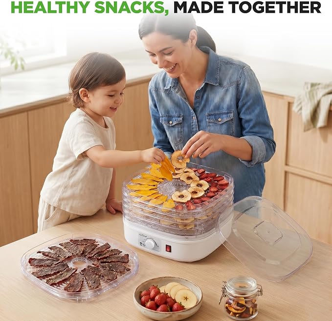 Nutrichef Food Dehydrator Machine | Multi-Tier Appliance for Home Use | Perfect for Beef Jerky, Fruits, Vegetables & Dog Treats | High-Heat Circulation | 5 Stackable Trays