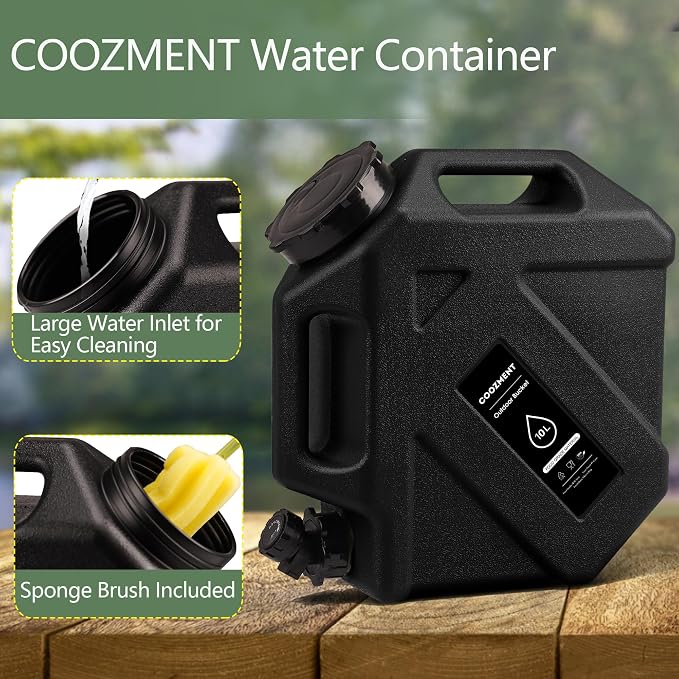 COOZMENT 3.2 Gallon/5 Gallon Water Containers with Spigot, BPA Free Water Jug, Military Green Water Tank, Multifunction Water Storage Containers for Camping Outdoor Hiking,Emergency Storage