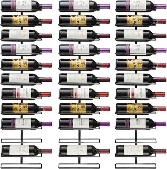 Sorbus Wall Mount Wine Rack – Holds 12 Bottles – Black Metal Wine Bottle Holder for Wall, Modern Wine Rack for Home Bar, Kitchen