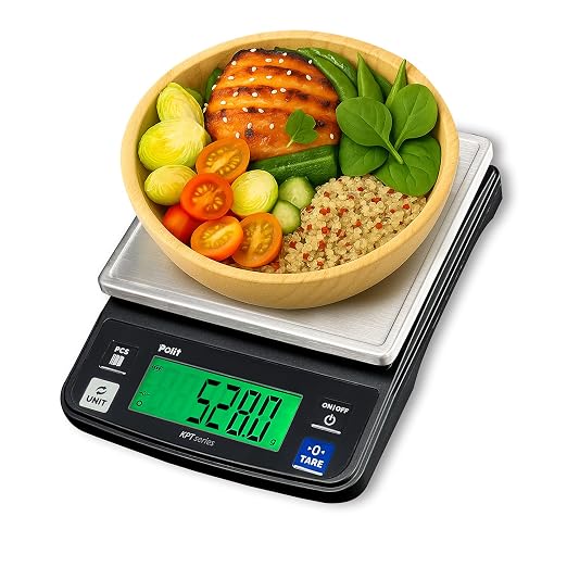 Polit KPT Digital Kitchen Scale, 0.5g Precision, Counting Mode, 13lb/6kg | Stainless steel tray; dual power; anti-slip rubber feet; for cooking, baking, meal prep, seed and hardware weighing