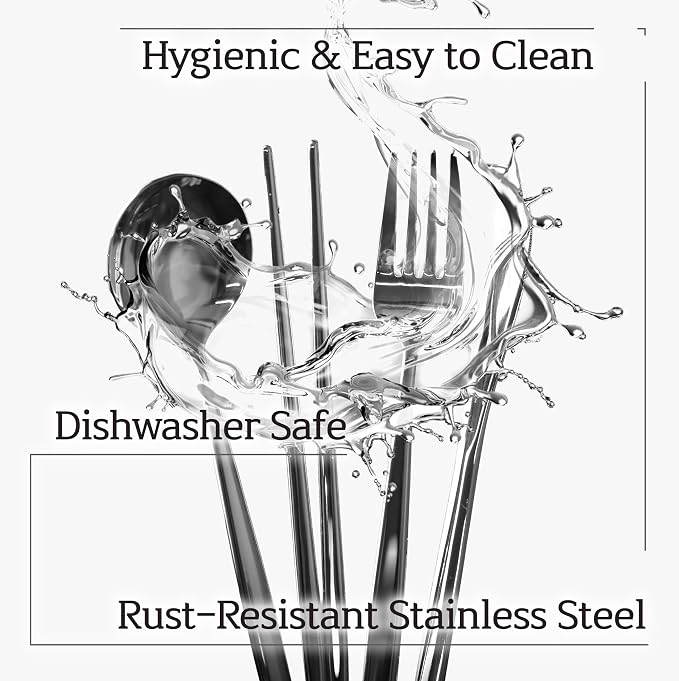 Korean 316 Stainless Steel Cutlery Set for 1 | Spoon Chopsticks Fork Knife Set, Made in Korea, Balanced Grip Reusable Dishwasher Safe, Hojakdo Animal Engraved Design