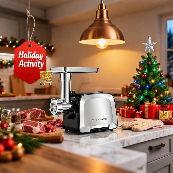 Electric Meat Grinder, Stainless Steel Sausage Stuffer Maker With 2 Blades, 3 Plates, Sausage Tube & Kubbe Kit, [2000W Max] Heavy Duty for Home Use