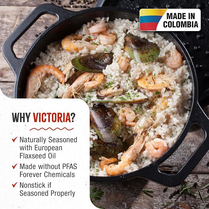 Victoria 4-Quart Cast Iron Dutch Oven with Lid and Dual Loop Handles, Seasoned with Flaxseed Oil, Made in Colombia
