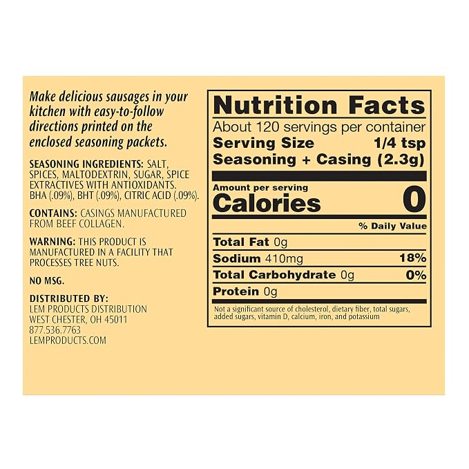 LEM Products Backwoods Sweet Italian Fresh Sausage Seasoning, 9.5 oz Packet