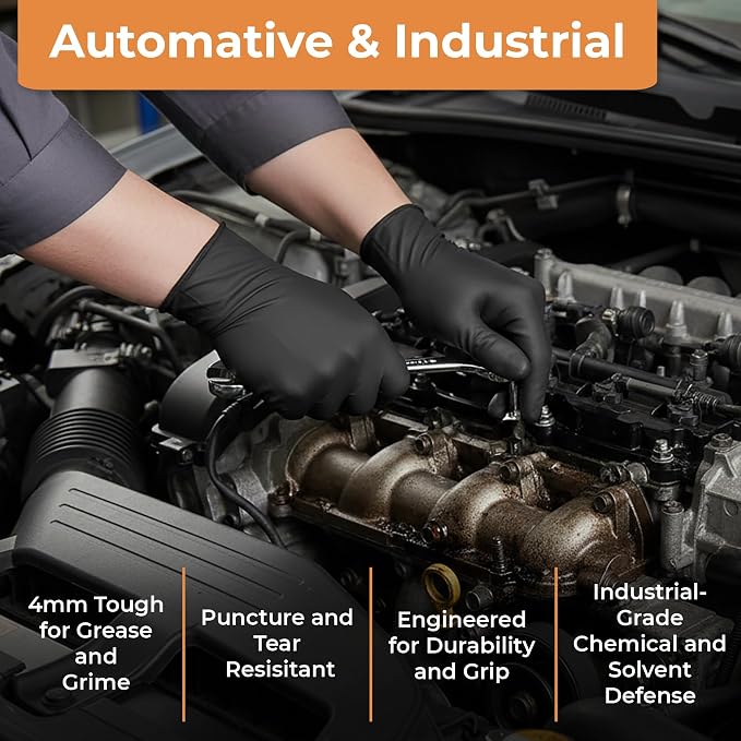 ASAP Nitrile Gloves Disposable Latex Free - 4 Mil Powder Free, Food Safe, Kitchen & Medical - Cleaning & Tattoo Supplies