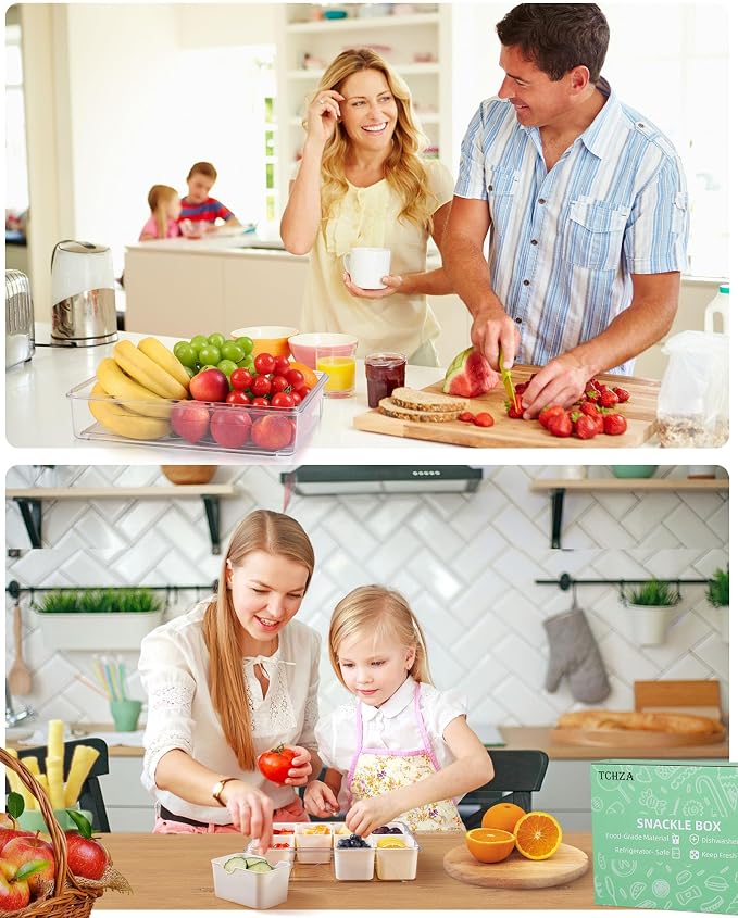 Snackle Box Container Dishwasher Safe Divided Serving Tray with Lid Handle | Charcuterie Board for Portable Snack Platters, Clear Organizer for Fruits Snacks, Perfect for Road Travel