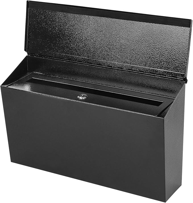 KYODOLED Locking Wall Mount Mailboxes for Outside, Large Capacity Mail Box for House with Key Lock, Security Drop Box, Metal Post Box for Home, Office Decorative,15.7 * 9.9 * 4.9in