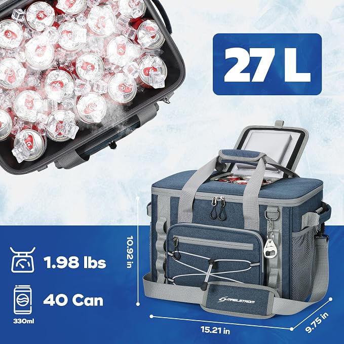 Maelstrom 30/40 Can Soft Cooler Bag, Leakproof Insulated Ice Chest | 24h Cold (With Ice), 5-Layer Insulation, Multi-Pockets ,Lightweight,Perfect For Camping, Beach, Hiking, Kayaking, Road Trips