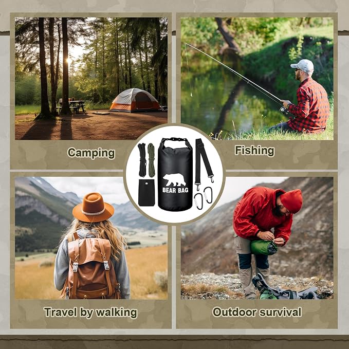 Foilswirl 1 Set Bear Food Bag for Camping Ultralight Food Hanging System Includes Waterproof Bear Bag, Nylon Ropes, Hooks for Camping Backpacking