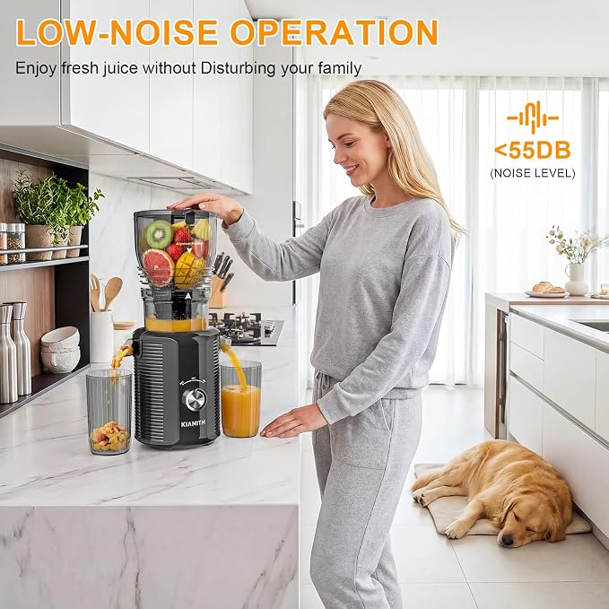 300W Cold Press Juicer with 5.8" Extra-Large Feed Chute | Slow Masticating Juicer Machines for Fruits and Vegetables, High Juice Yield, Easy to Clean, Family Use, BPA Free