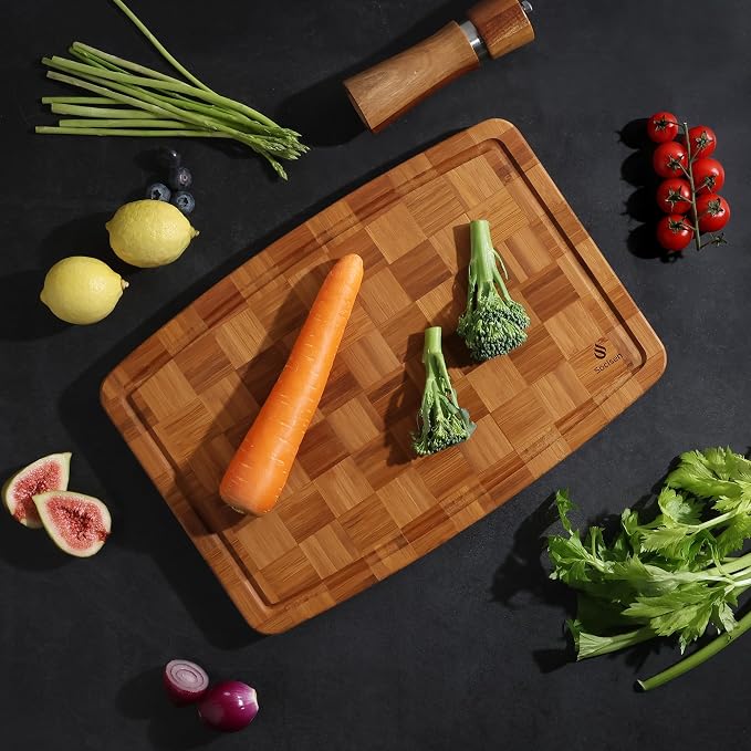 Heavy Duty Bamboo Cutting Board Non Slip Heavy Duty Over Sink Wooden Wood Cutting Board for Kitchen Chopping Board Extra Large Big Small Best House Warming Gift