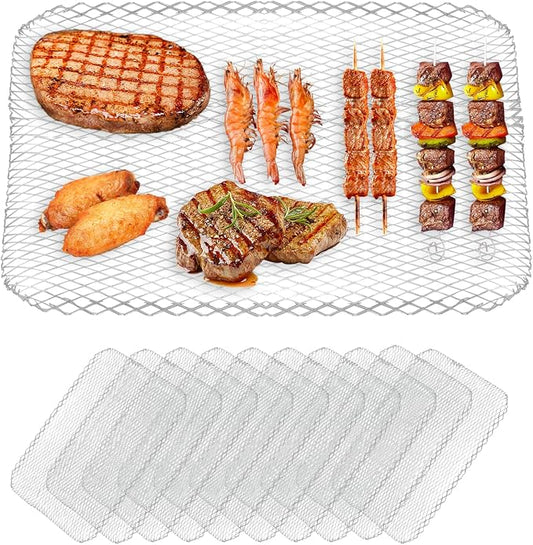 10 Pack BBQ Grill Mesh Mat,Mesh Baking Tray,Grill Mesh,Disposable Barbecue Padding for Outdoor Barbecues