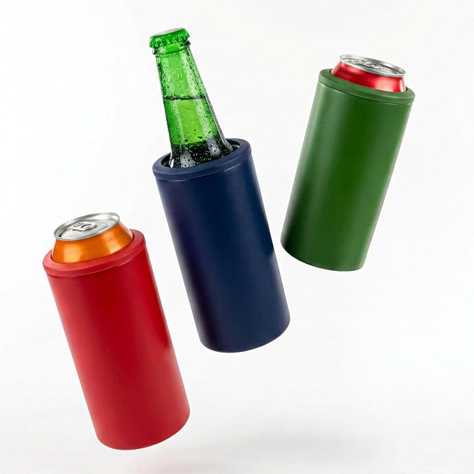4 in 1 Universal Can Cooler - Black, Can Holder Insulated, Beer Bottle Cooler, Universal Holder for All Drink Sizes, Stainless Steel Insulated Tumbler, Tailgating Accessories