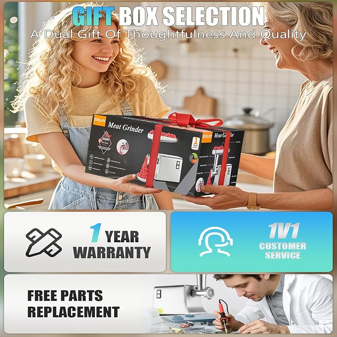 5.0 Upgrade Electric Meat Grinder,3S Grinding,Meat Grinders for Home Use-B | 【3500W Super Motor】【3 Sets 304 Stainless Steel Blade & Plate】Meat Grinder with Kubbe&Sausage Kit Perfect for Kubbe,Sausage