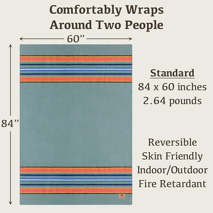 Chubbuck 100% Wool Blanket Camping (60" x 84") - Large Warm Blankets for Camping, Emergency, Outdoor Concerts and Home Use - Fire Retardant Blanket, Soft and Warm Blankets for Winter (Glacier)