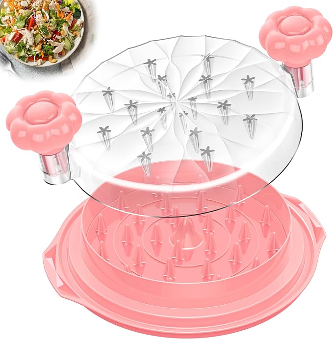 Chicken Shredder Tool Twist Large - Meat Shredders for Chicken Breast | 10'' Pro Visible Kitchen Gadgets Grinder Machine with Brush,Strong Anti-Slip Strip,Ergonomic Handle,BPA Free (Pink)