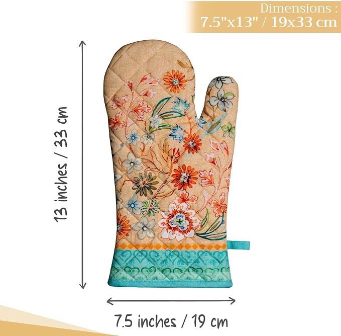 Maison d'Hermine Oven Gloves 100% Cotton Oven Mitt (7" x 13", Pack of 1) | With Loop Heat Resistant BBQ Cooking Gloves Baking Grilling Kitchen Handling Hot Pans Spring Summer - Luxury Loft - Peach