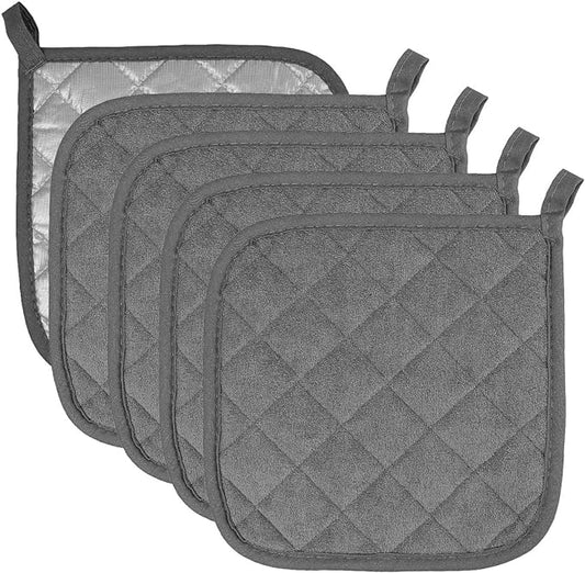 Pot Holders Cotton Made Machine Washable Heat Resistant Potholder, Pot Holder, Hot Pads, Trivet for Cooking and Baking (5, Dark Grey) | Cotton Made, Machine Washable, Heat Resistant Potholder, Hot Pads, Trivet for Cooking and Baking, Dark Grey