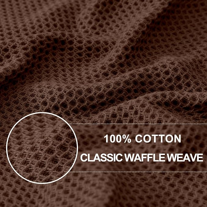 Homaxy 100% Cotton Waffle Weave Kitchen Towels, 3-Pack, Coffee | 13 x 28 Inches, Ultra Soft Absorbent Dish Towels, Quick Drying Cleaning Towels