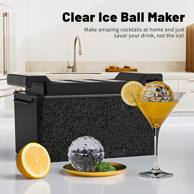 Bangp Clear Ice Ball Maker Mold,8 Crystal-clear 2" Ice Balls | Clear Ice Cube Maker for Whiskey,Cocktails and Drinks,Non-BPA,Fun Shapes Silicone Ice Ball Mold,Gifts for Men