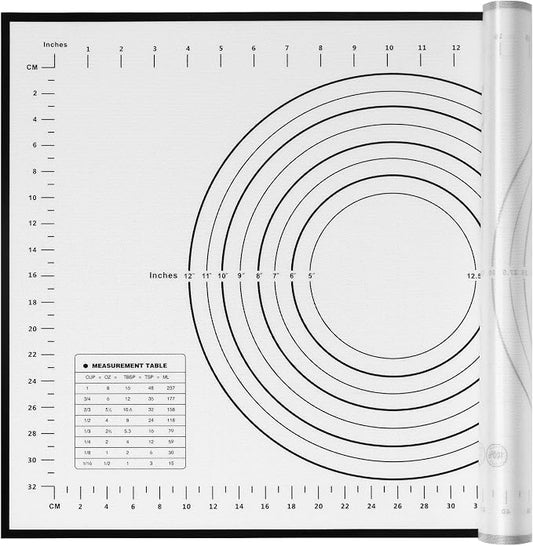 Yansumi silicone pastry non stick baking mat with measurement fondant mat with three sizes for silicone baking mat, counter mat, dough rolling mat,fondant/pie crust mat (Black, 24"L x16"W)