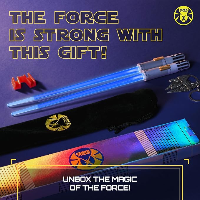 Lightsaber Chopsticks Light Up Star War Chopstick Light Up Mini Light Saber Chopsticks for Adults Cool Chopstick Light Saber Sticks Led Chop Sticks Jedi Stix 1 Blue Pair