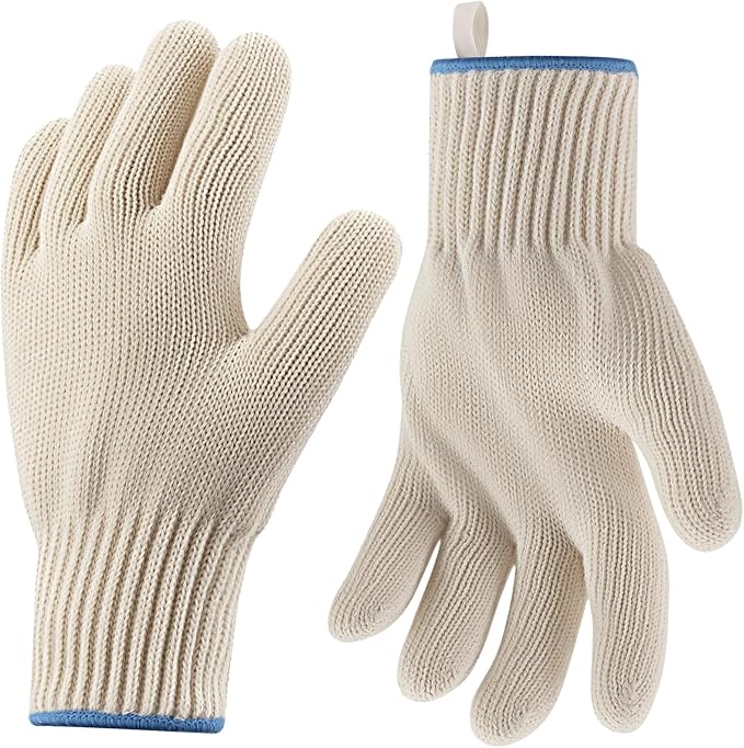 Hovico Heat Resistant Oven Gloves, Ove Glove BBQ Gloves Heat Resistant Cooking Oven Mitts with Fingers Grilling Glove, Full Hand Protection, Grill Gloves for Outdoor Hot Food Handling (Set of 2)