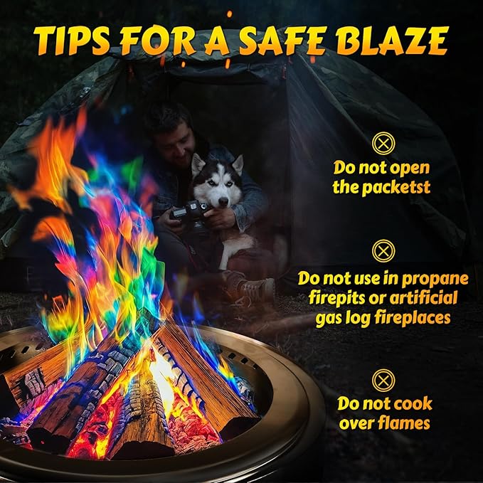 HGD (25 Pack) Magic Campfire Fire Color Changing Packets for Fire Pit, Indoor/Outdoor Fireplace, Bonfire - Rainbow Magical Flame, Camping Accessory, Compatible with Wood