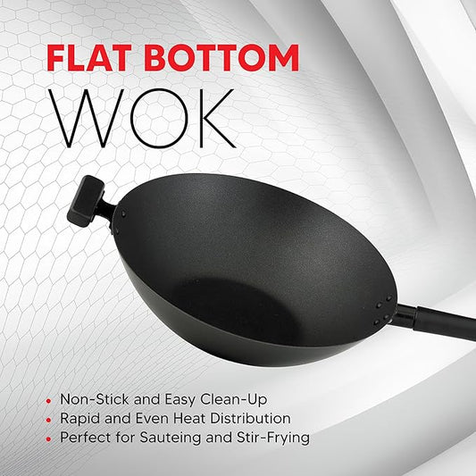 Helen's Asian Kitchen Wok, Premium Excalibur Non-Stick with Stay-Cool Handles, 14-Inches