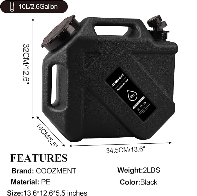 COOZMENT 3.2 Gallon/5 Gallon Water Containers with Spigot, BPA Free Water Jug, Military Green Water Tank, Multifunction Water Storage Containers for Camping Outdoor Hiking,Emergency Storage